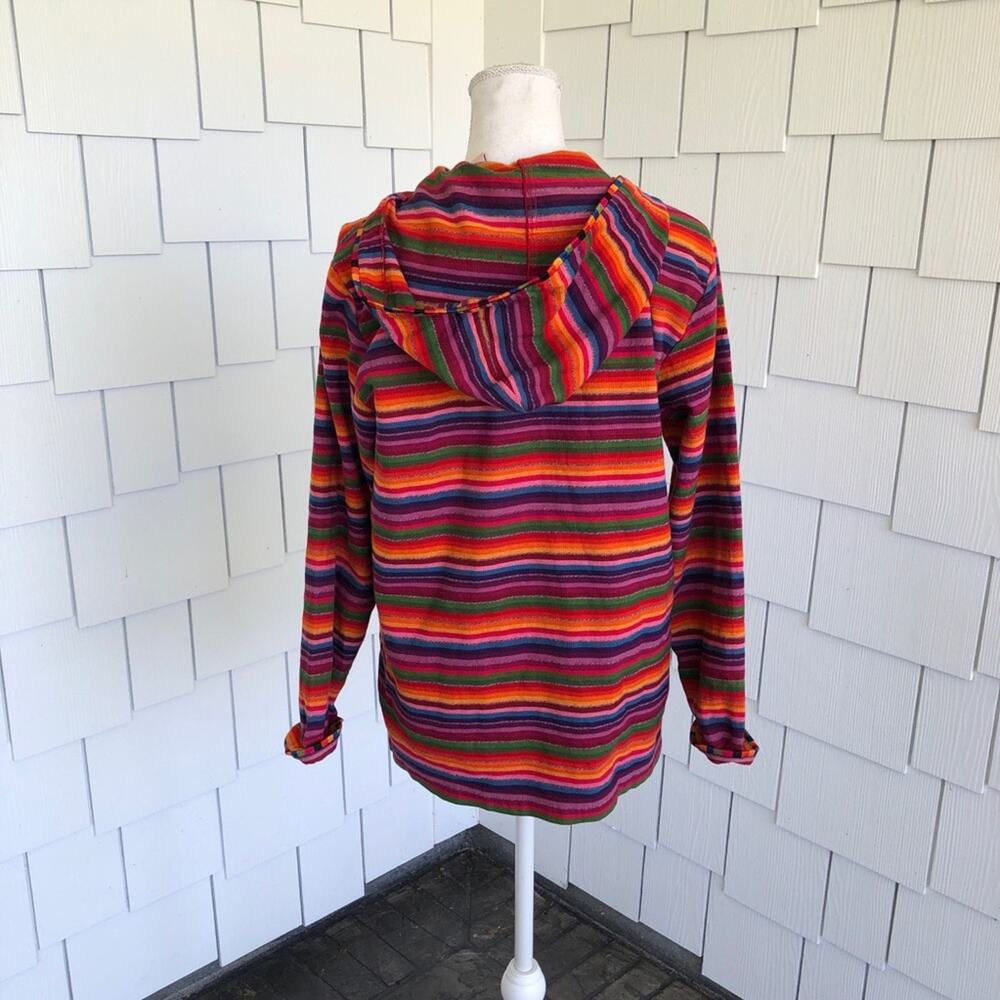Chico's Women's Rainbow Stripe Full Zip Hooded Jacket with Pockets sz 1/US XS/S - Picture 3 of 3